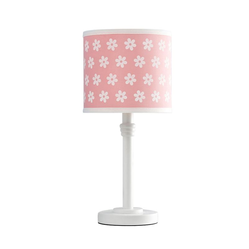 Modern Drum Night Table Lamp Wood Single Light Bedroom Reading Book Light in Pink