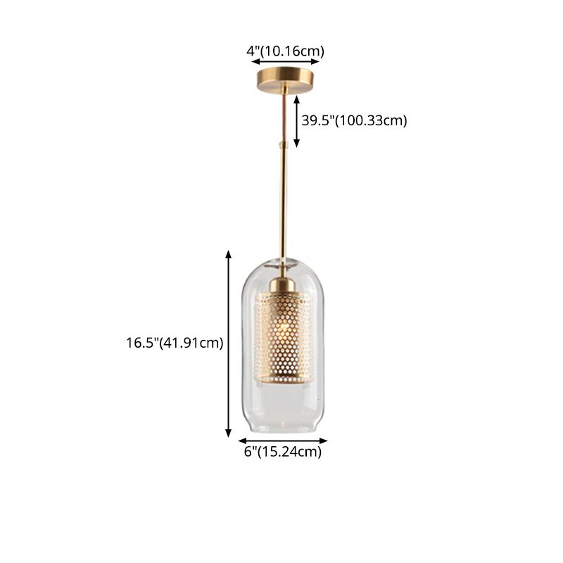 Éclairage de pendentif de style moderne simple 1 tête transparent en verre de plafond suspendu pour le café