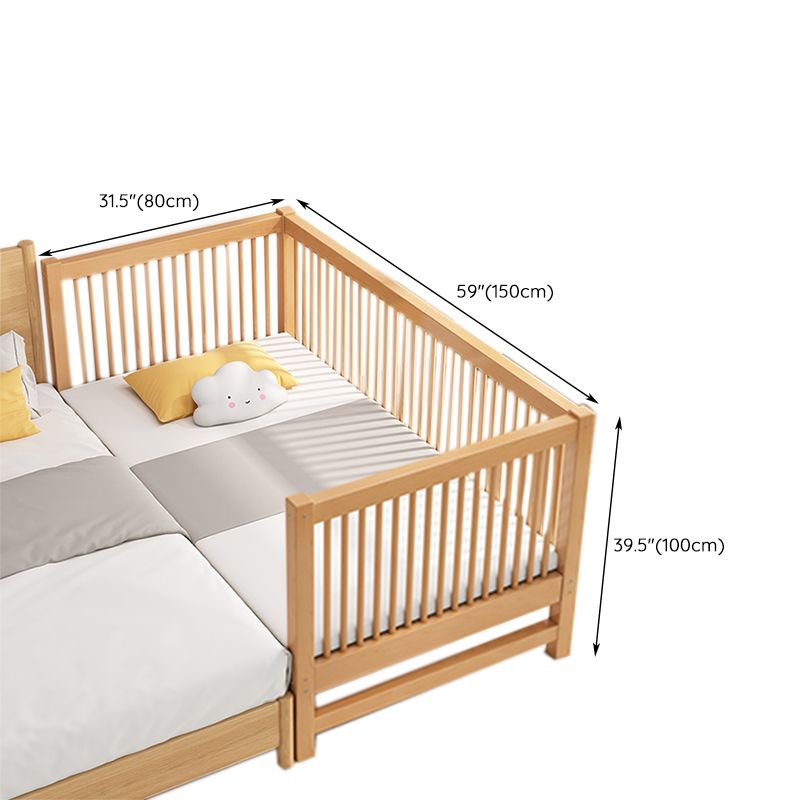 Convertible Nursery Crib Farmhouse Solid Wood Crib with Guardrail