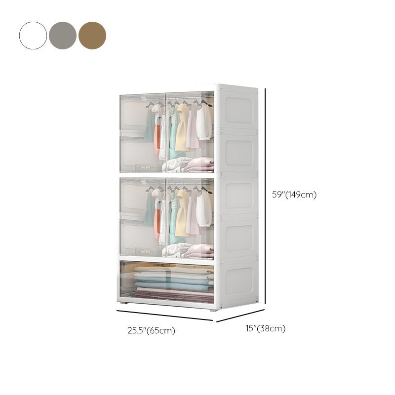 Contemporary Wardrobe Armoire with Door Plastic Youth Armoire