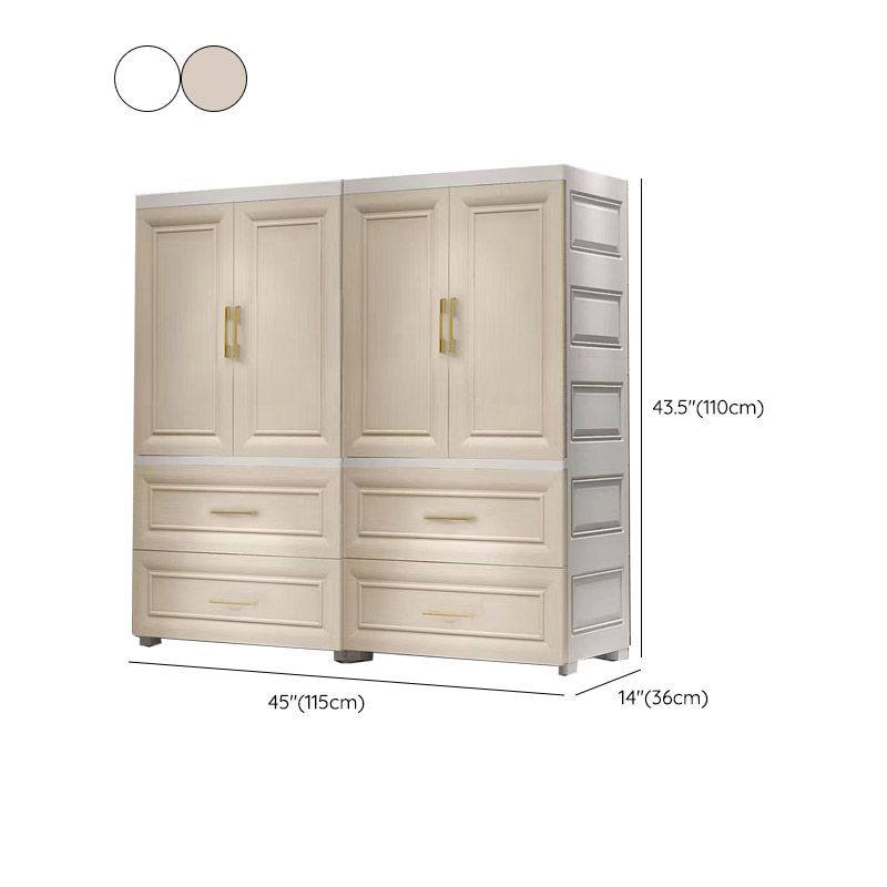 Modern Style Plastic Armoire Cabinet Wheels Included Youth Armoire for Bedroom