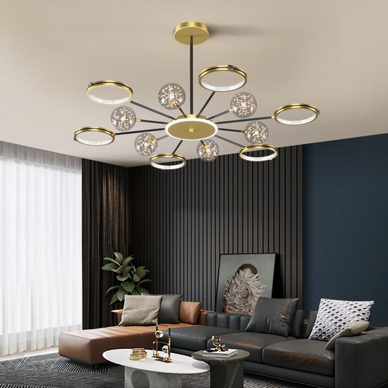 Modern Sputnik Chandelier Acrylic Pendant Ceiling Lights with Hanging Cord for Living Room