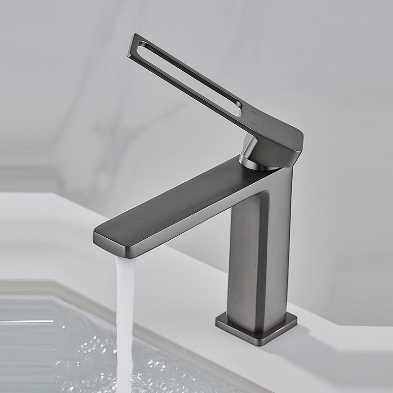 Modern Knob Handle Square Faucet Brass Deck Mounted Bathroom Sink Faucet