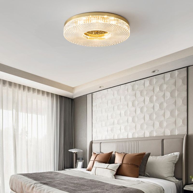 Single Golden Flush Mount Lighting Circle Acrylic LED Ceiling Light