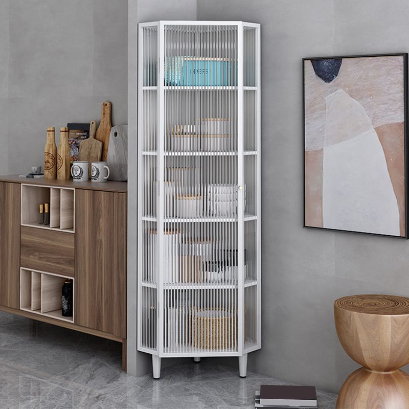 Contemporary Metal Curio Cabinet Corner Unit Display Cabinet with Doors for Dining Room