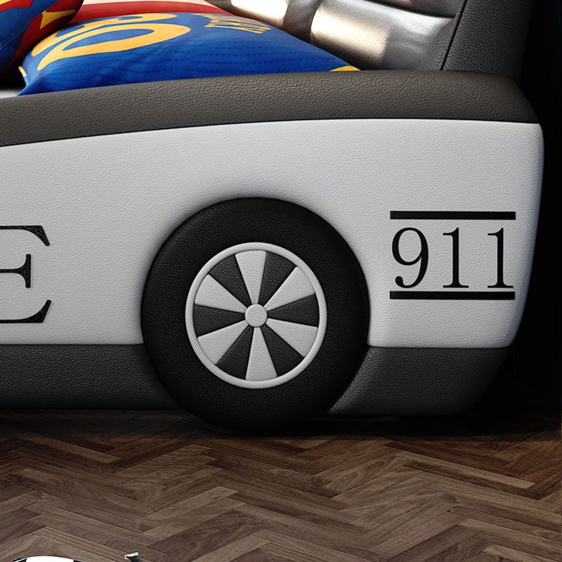 Contemporary Black Car Theme Standard Bed with Headboard Kids Bed