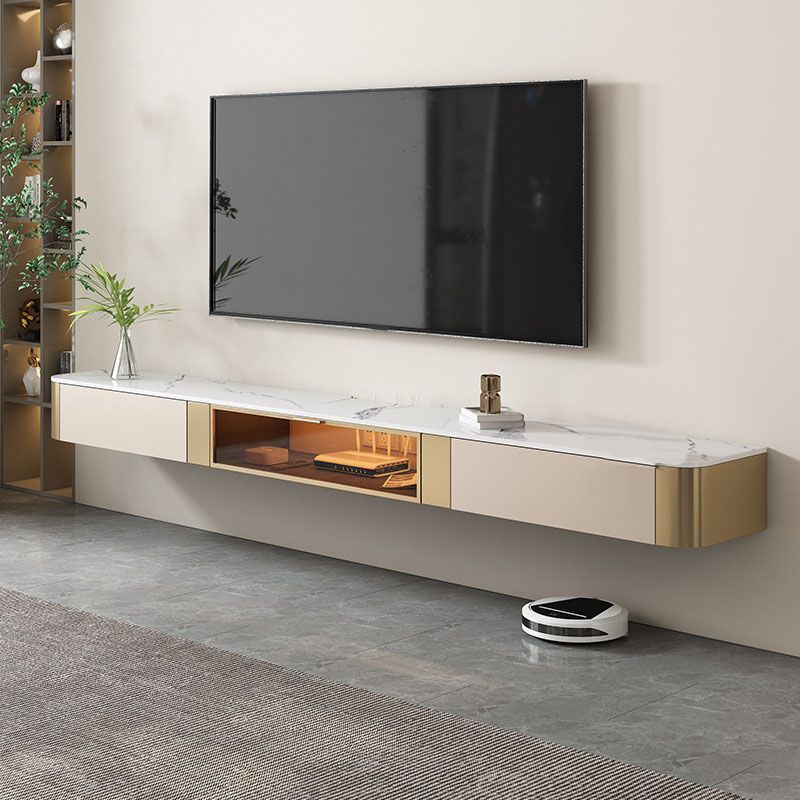 Enclosed Storage TV Stand Console Stone TV Media Console with Drawers