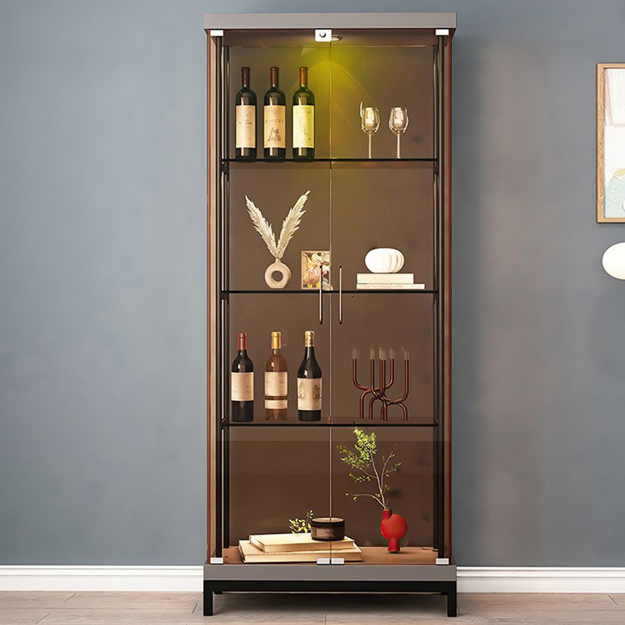 Glam Curio Cabinet Metal Glass Doors Buffet Cabinet with Doors for Living Room