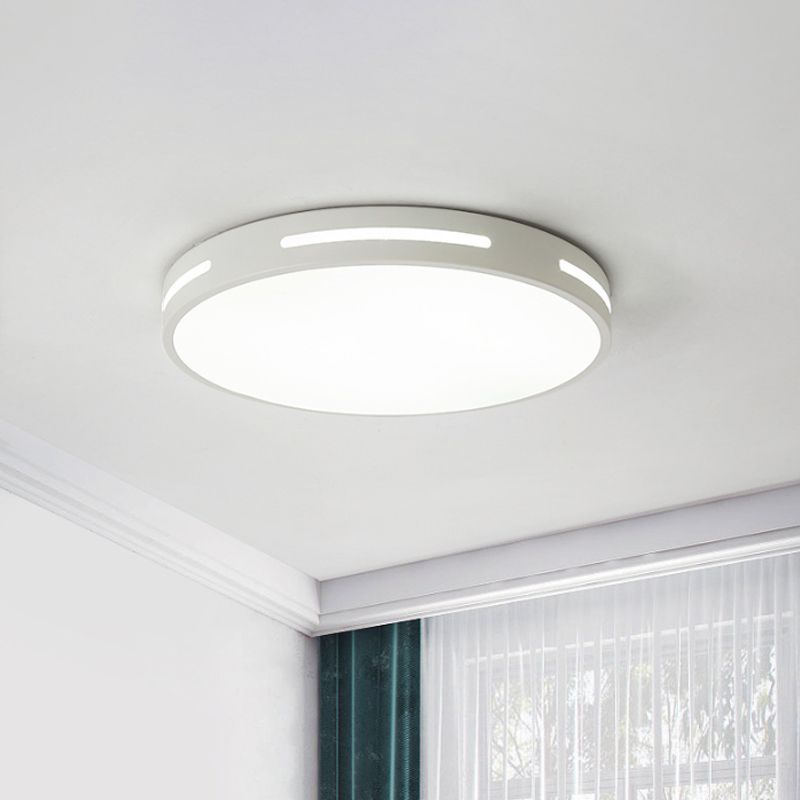 Square/Round Slaapkamer Flush Light Metal 12 "/16" /19.5 " Wide LED Minimalistisch dicht bij plafond lamp in wit