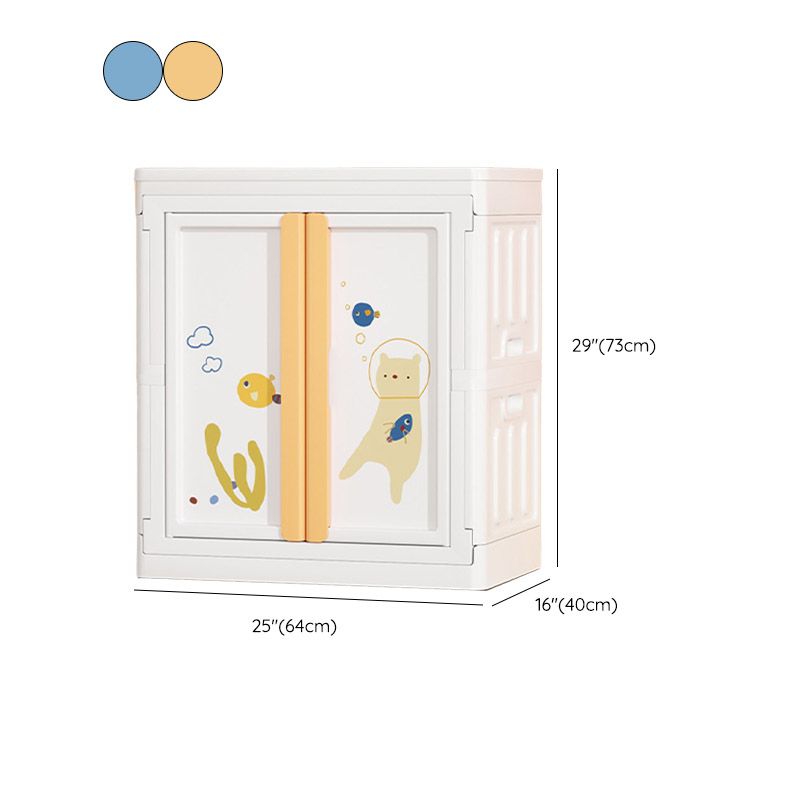 Modern Style Plastic Kids Closet Door Included Youth Armoire with Cloth Rod