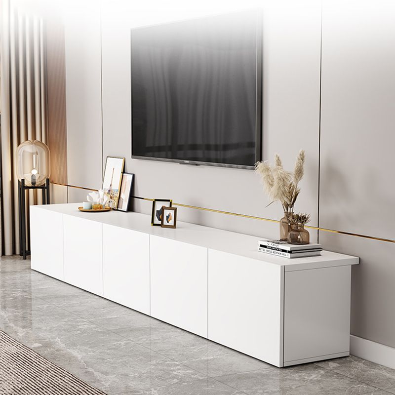 Contemporary TV Stand with Drawers / Cabinets in White , Faux Wood TV Console