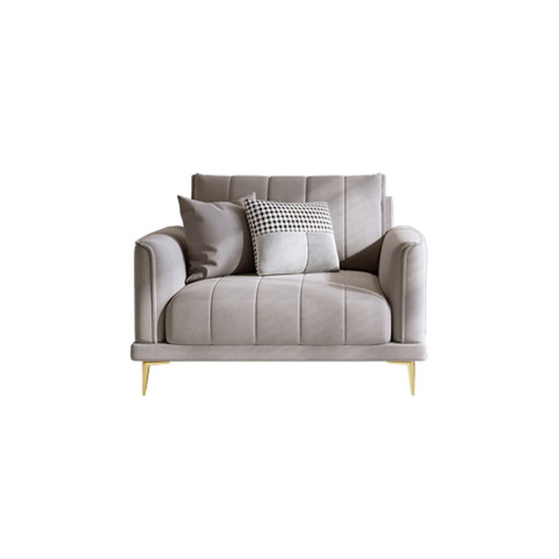 Contemporary Square Standard Arm Settee Couch with Pillows in Grey