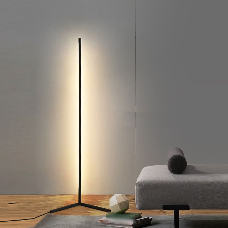 Metal Linear Shape Floor Light Modern 1 Light Floor Mounted Light