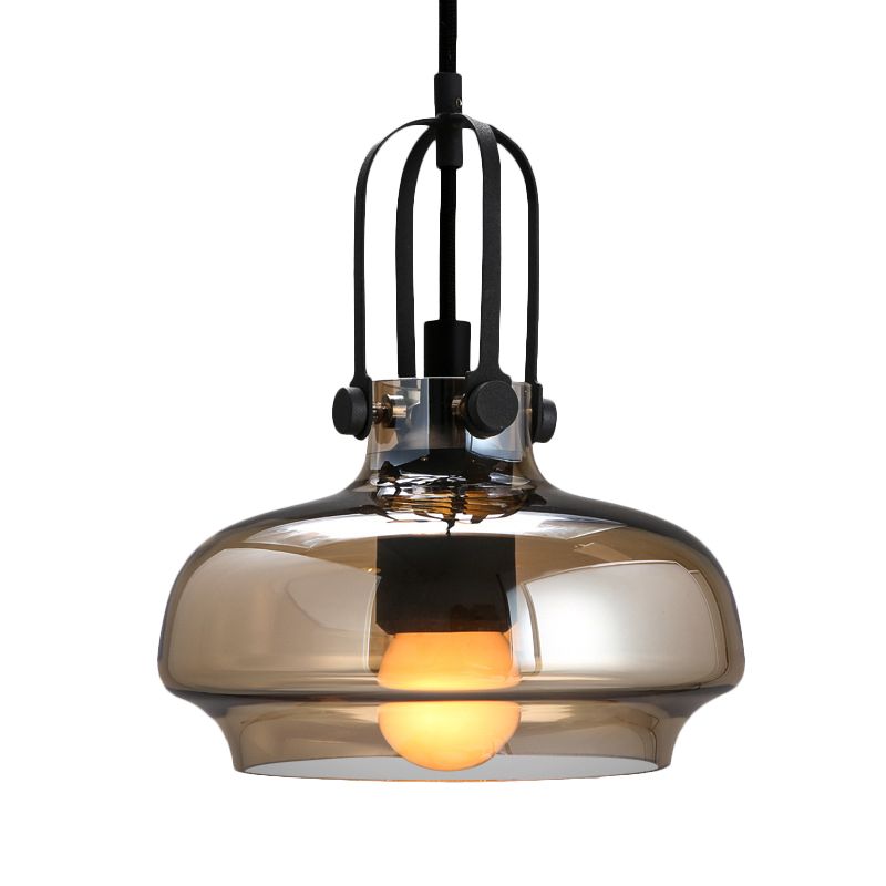 7 "/9.5" /12.5 "W 1 Hoofd Suspensie Licht nautische eetkamer Hanglamp met pot Amber/Frosted White Glass Shade