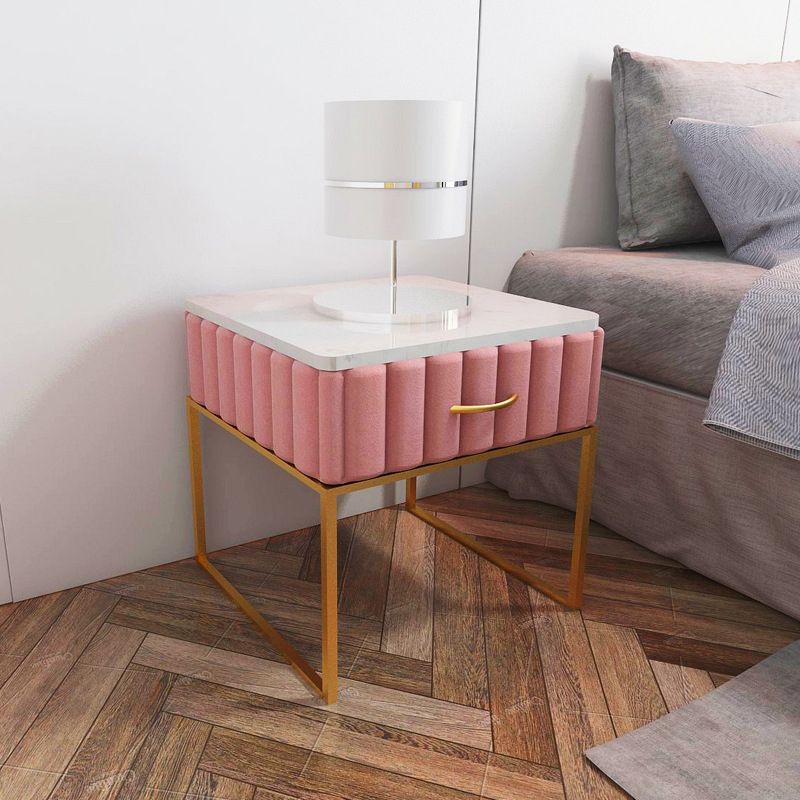 Glam Accent Table Nightstand Drawers Included Bedside Cabinet for Bedroom