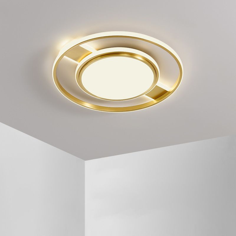 Modern Ceiling Lighting Gold Flush Mount Fixture with Brass for Bedroom