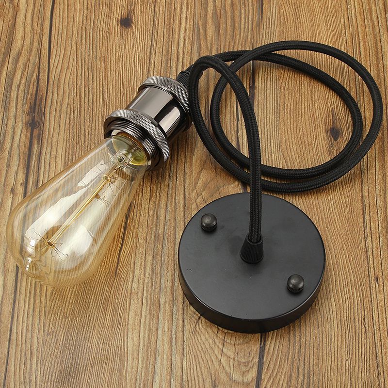 Koper mini hangende licht industriële stijl kale lamp slaapkamer hanger lamp met 39 "wevende hangende draad