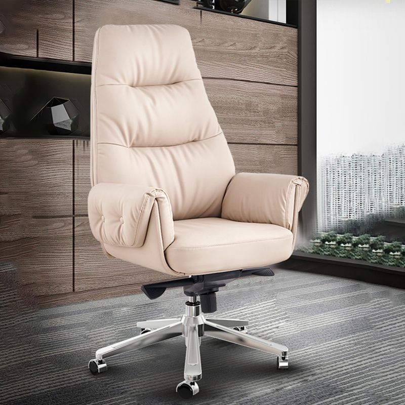 29" Wide Contemporary Managers Chair White Leather Executive Chair