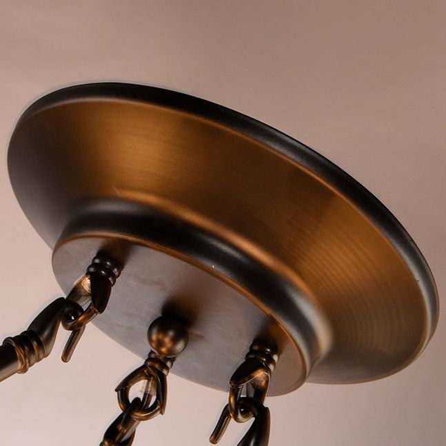 Lámpara colgante de tazón 6 luces vaso azul lámpara barroca en bronce antiguo para comedor