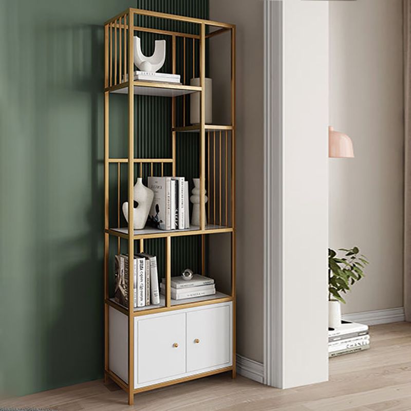 Modern Fioor Metal Shelf Bookcase Vertical Open Book Shelf with Cabinets