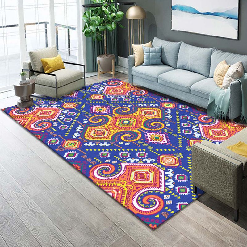 Western Parlor Rug Multi Color Geometric Print Area Carpet Polypropylene Easy Care Pet Friendly Washable Indoor Rug