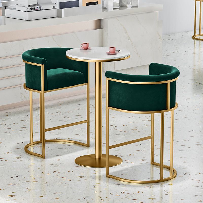 Glam Counter & Bar Stool Armed Upholstered Indoor Bar Stool with Footrest