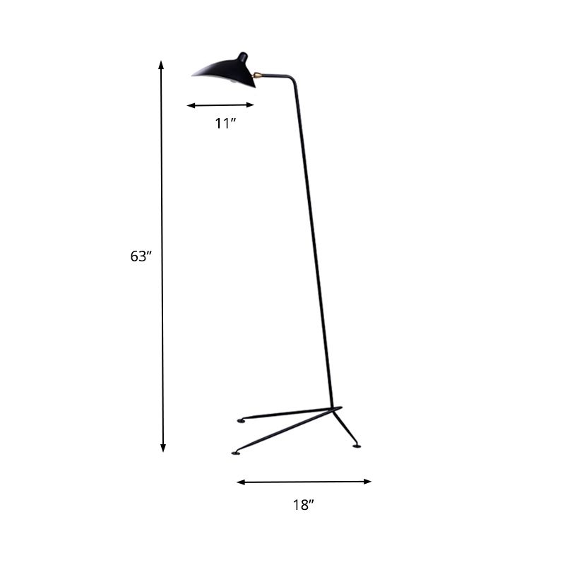 Lampada da pavimento del soggiorno da 1/3 luci con sfumatura in metallo anatra moderno stile nero lampada da pavimento in piedi