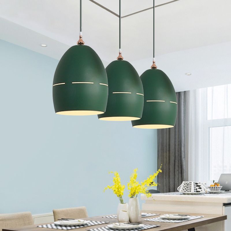 Metal Oval Shape Suspension Light 1 Light Macaron Loft Hanging Light for Dining Room