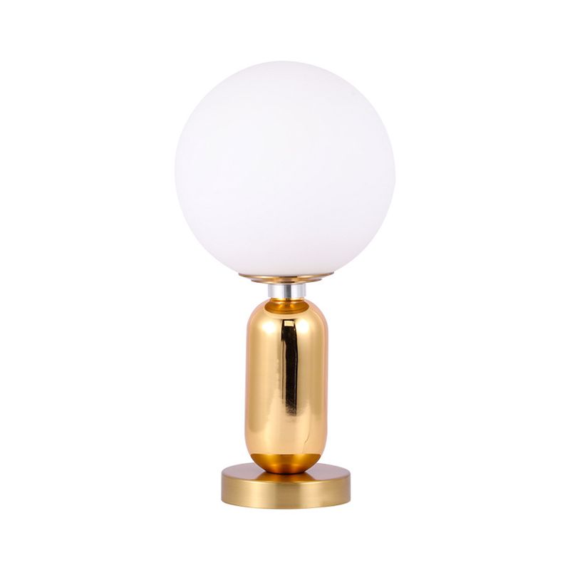 Contemporary Ball Shape Wall Lamp White Glass Single Light Study Room Wall Mounted Lighting with Metal Base in Gold