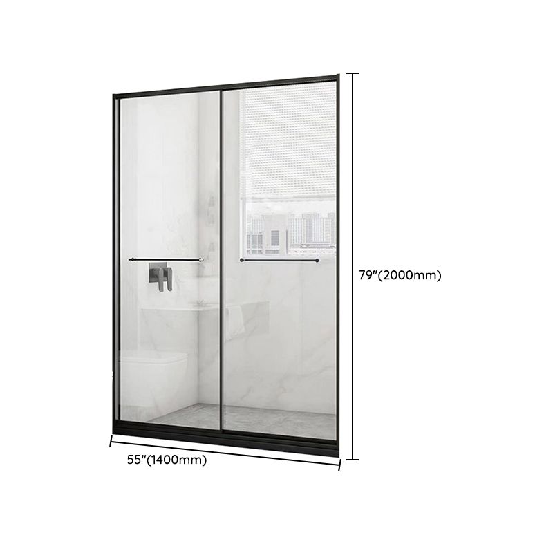 Black Frame Double Sliding Shower Bath Door Transparent Shower Door