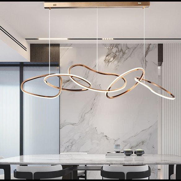 Nordic Simple suspendu plusieurs anneaux lustre pendant léger en métal plafonnier luminaire pour restaurant