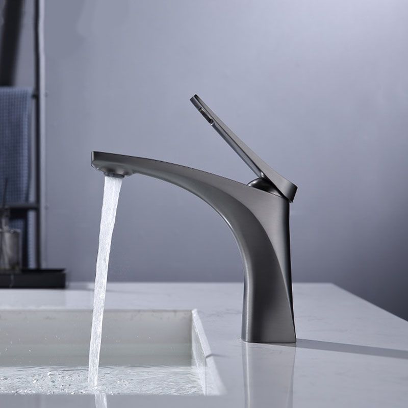 Modern Vessel Faucet Brass Lever Handles Low Arc with Water Hose Bathroom Vessel Faucet