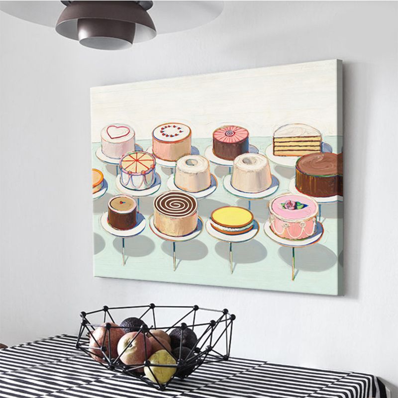 Traditional Various Cakes Pattern Canvas Brown Bedroom Wall Art, Multiple Sizes Options