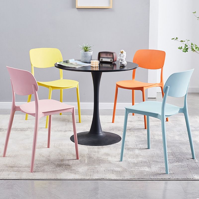 Modern Style Open Back Chair Kitchen Armless Chair with Plastic Legs