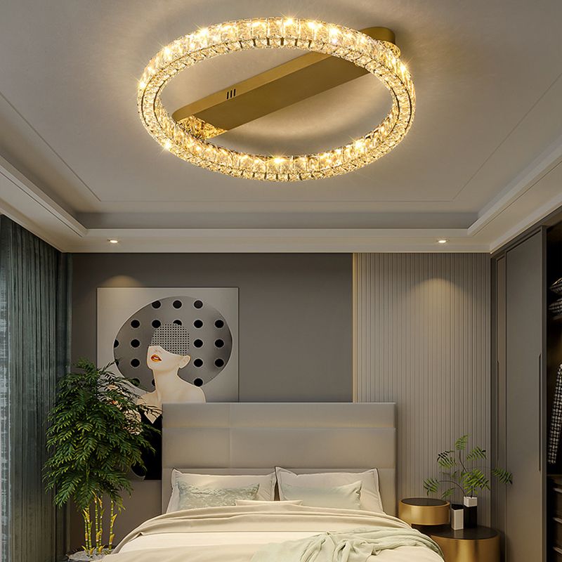 Circle Flush Ceiling Light Fixtures Modern 1 Light Flush Mount in Gold