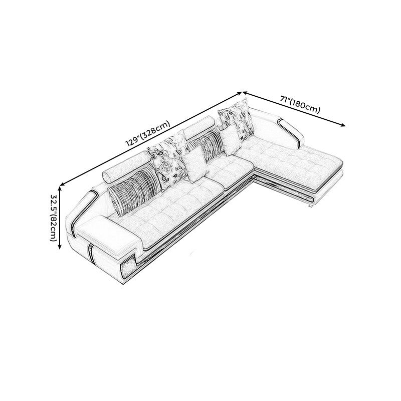 129.1 "L x 70,8" W x 32.2 "H Tissu sectionnel Pouteau de coussin canapé de bras pour le salon