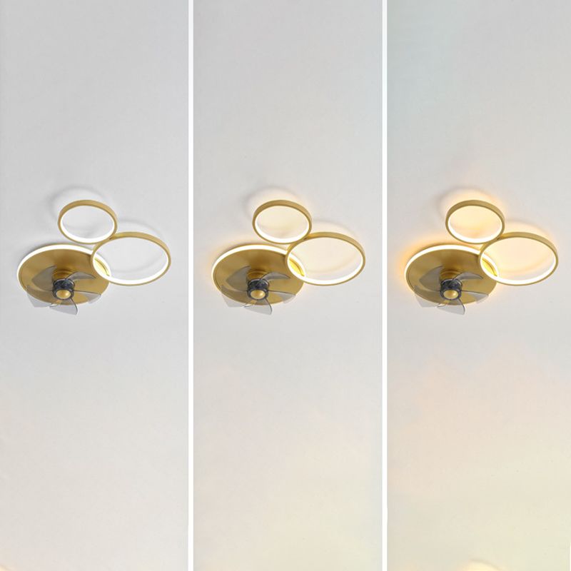 5-Blade Modernism LED Ceiling Fan Metallic Golden Fan with Light for Bedroom