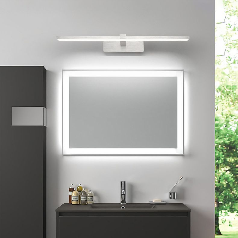 Modern Style Mirror Cabinet Bathroom Wall Lights Sliver Metal Linear Shade LED Ambient Vanity Lighting