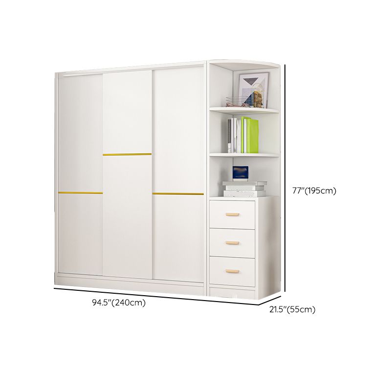 Urban Wooden Coat Locker in White Matte Finish 3-Drawer Kid's Wardrobe