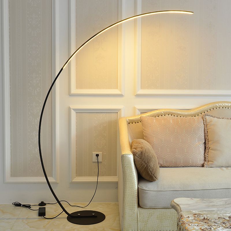 Black Linear Stand Up Lamp Minimalist Aluminum LED Floor Light for Living Room