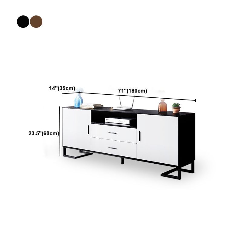 2 Drawers Contemporary TV Stand Solid Wood TV Cabinet with Shelves