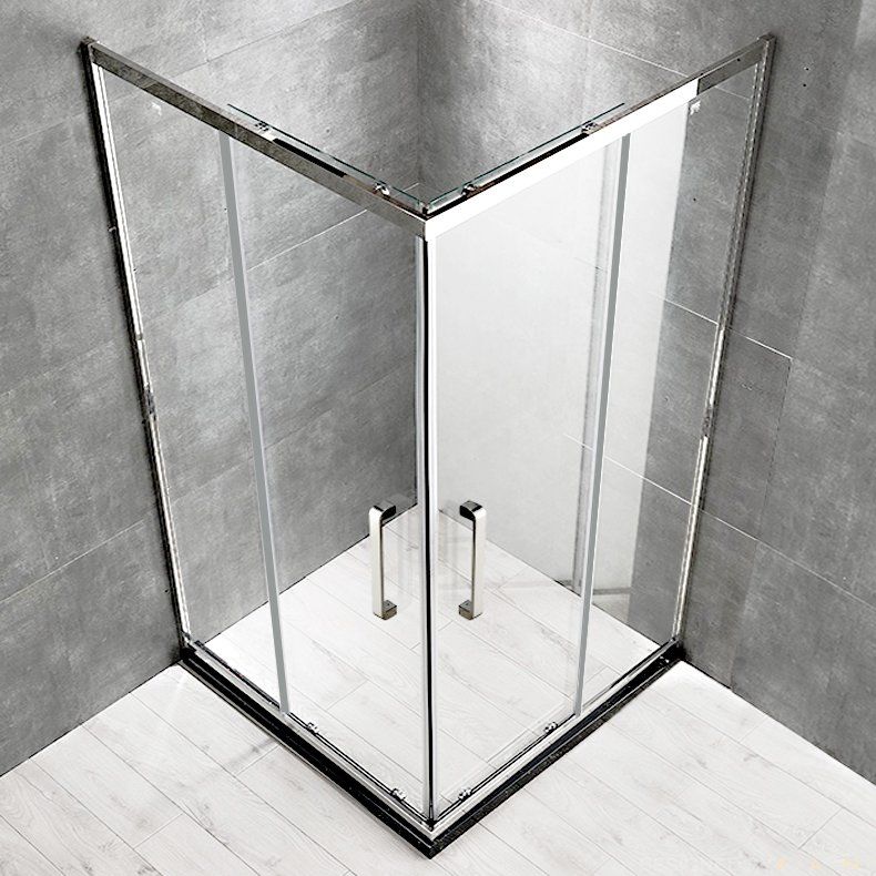 Framed Tempered Glass Shower Kit Corner Double Sliding Shower Kit