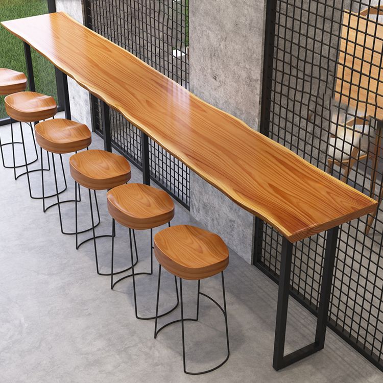 Industrial Rectangle Bar Table Solid Wood Fixed Bar Dining Table