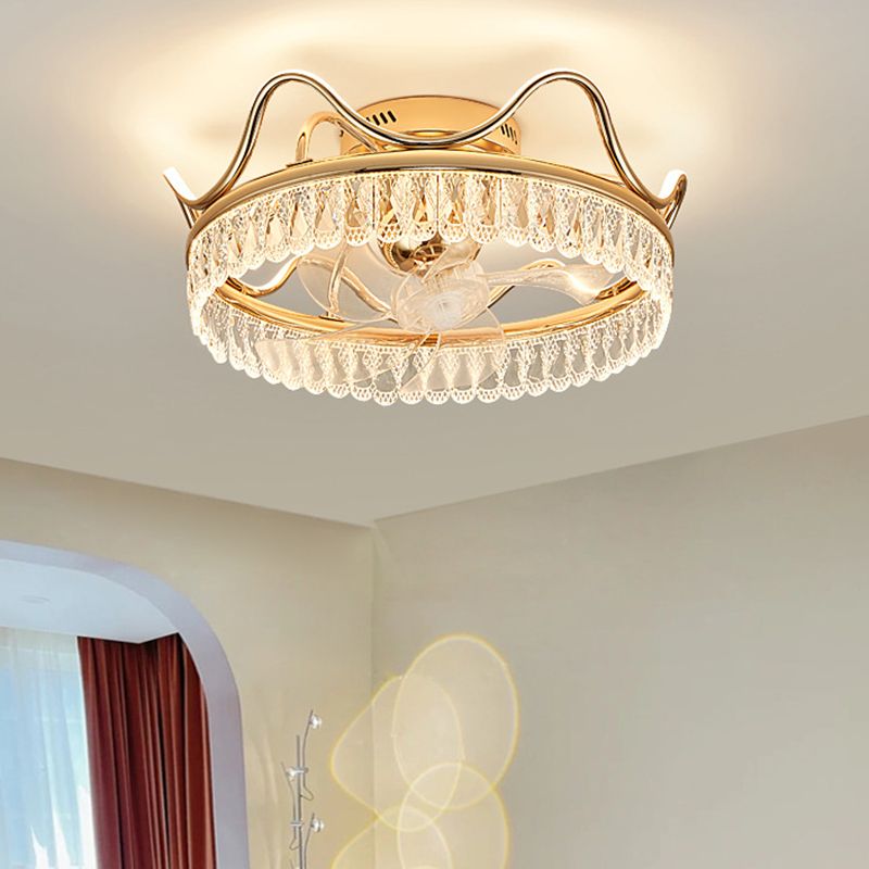 7-Blade LED Golden Ceiling Fan Contemporary Fan with Light for Bedroom