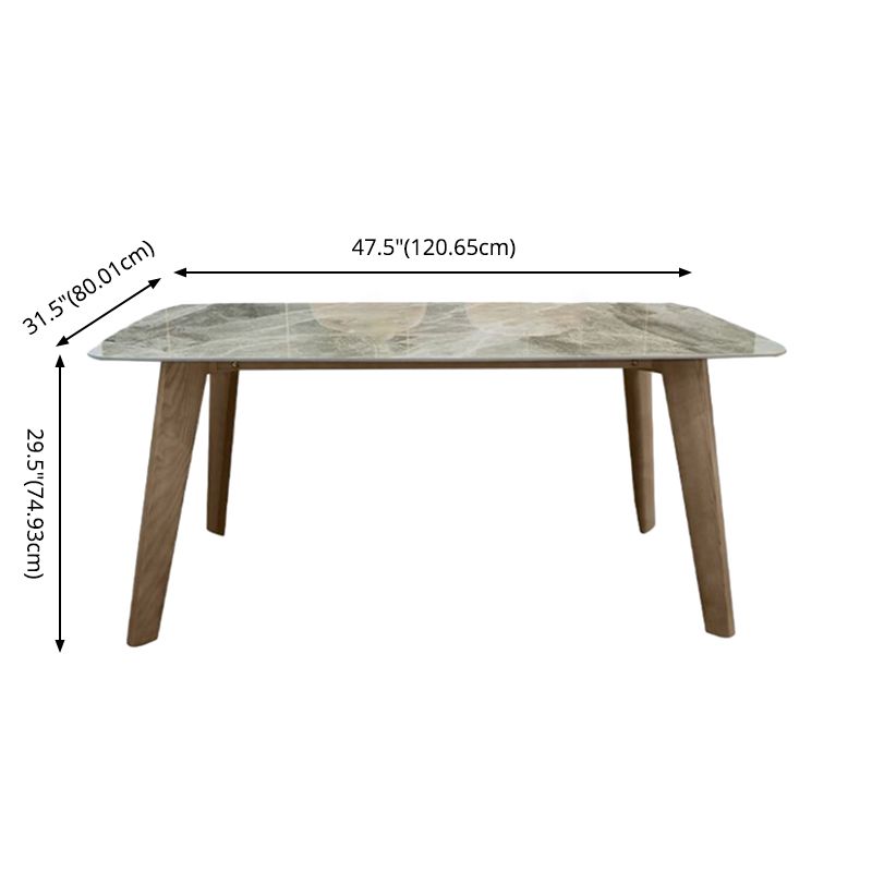Skandinavischer Stil rechteckiger Sinterstein Tisch Braune Beine Esstisch mit Holzbasis