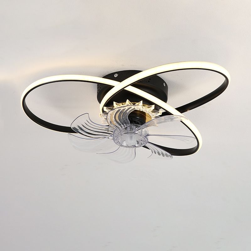 7-Blade LED Ceiling Fan Contemporary Polish Finish Fan with Light for Foyer