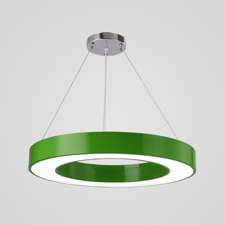 Circular Kindergarten Ceiling Pendant Metallic Minimalist LED Suspension Light