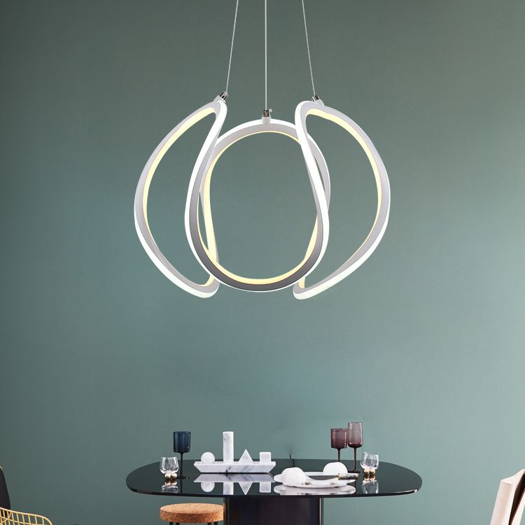 1 Light LED Dining Room Ceiling Pendant Acrylic Minimalist Chandelier in Warm/White Light