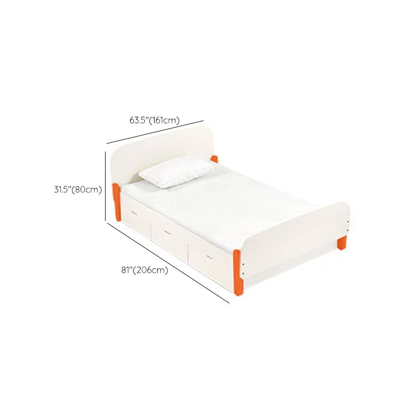 White Wooden Standard Bed Contemporary Mattress Included Bed with Storage