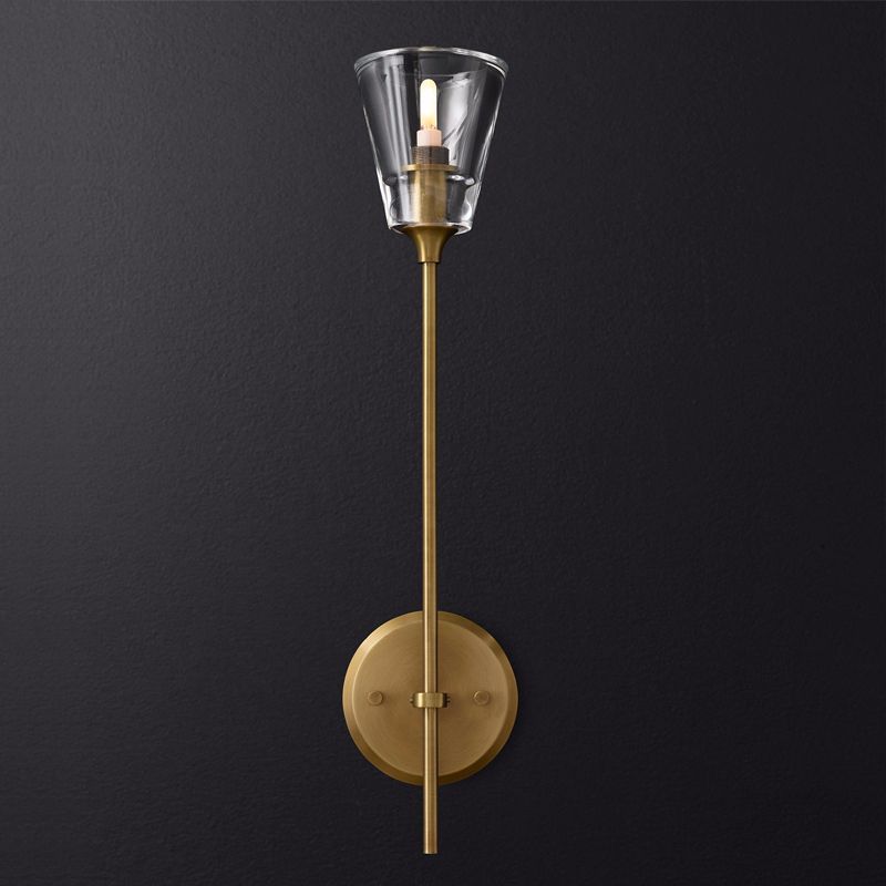 Postmodern Metal Wall Sconce Cone Shape Vanity Lamp with Crystal Shade for Bathroom